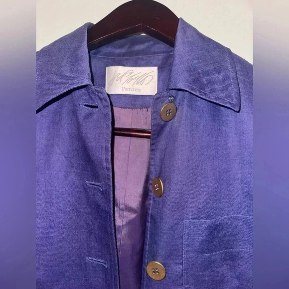 Lord And Taylor Linen Cropped Blazer in Purple Sz 6 P - Picture 6 of 6